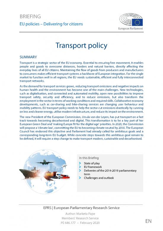 picture Transport Policy Pdf 43605 | Eprs Bri(2020)646177 En