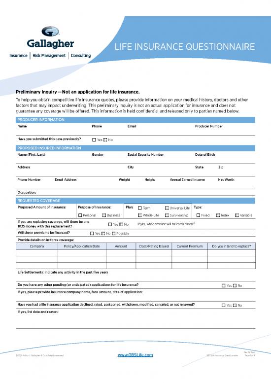 picture Questionnaire On Life Insurance 44375 | Final Life Insurance Questionnaire