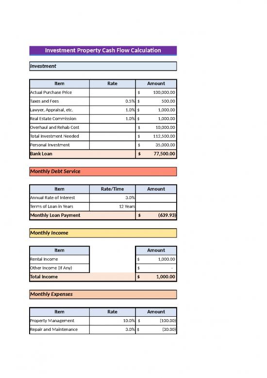 picture Interest Calculation Excel Sheet 43250 | Investment Property Cash Flow Calculator 1