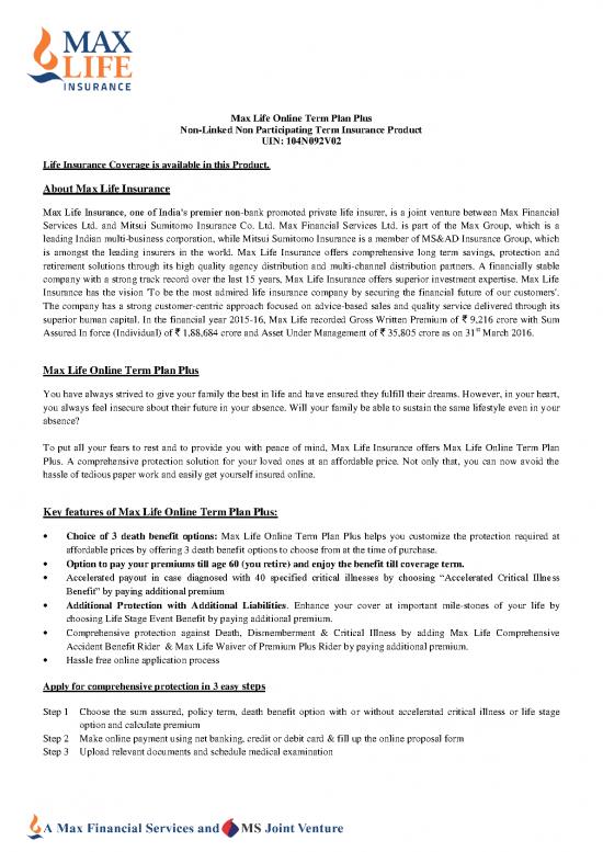 picture1_Insurance Pdf 43987 | Max Life Online Term Plan Plus Brochure