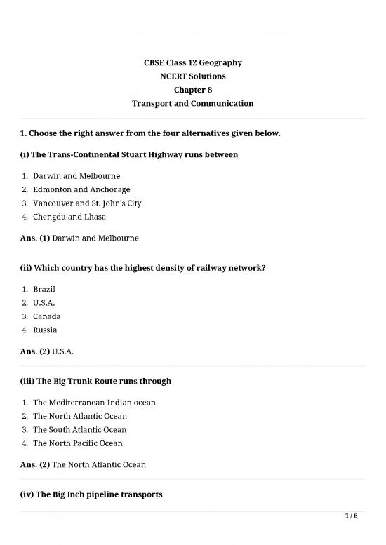 picture Transport And Communication Pdf 43657 | Ncert Solutions For Class 12 Geography Chapter 8