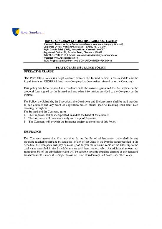 picture1_General Insurance Pdf 44315 | Plate Glassinsurance Policy Wording