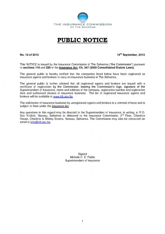 picture Insurance Pdf 44077 | Public Notice 12 Agents And Brokers