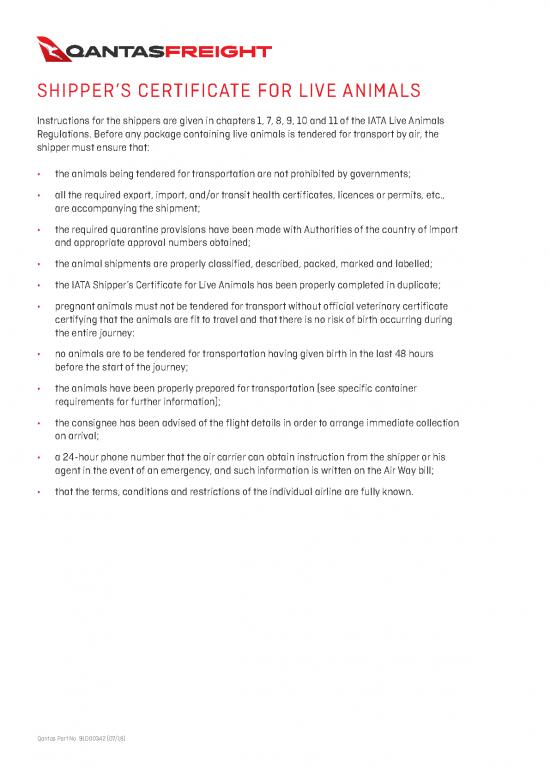 picture Iata Pdf 43687 | Qantas Certificate Shipping Live Animals