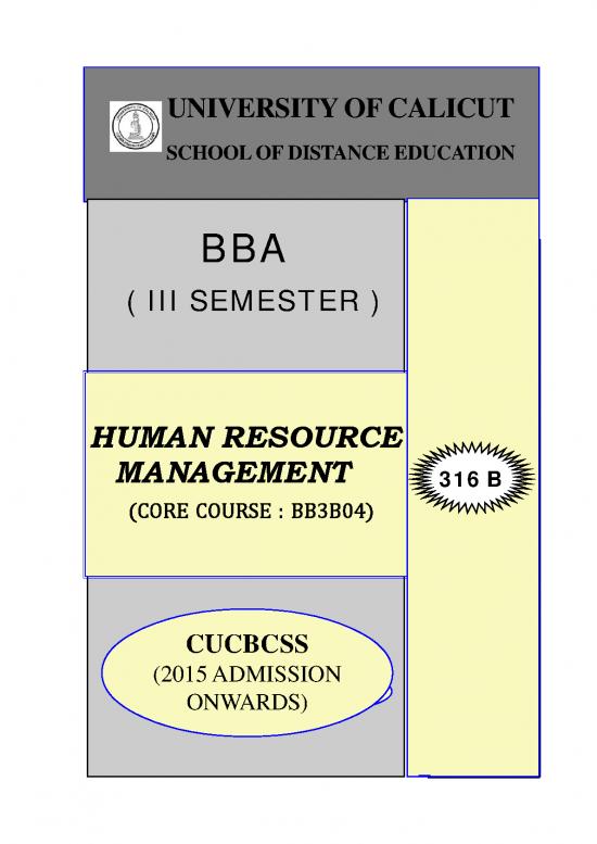 Human Resource Management Pdf 43737 | Slm Iii Sem Bba Human Resource ...