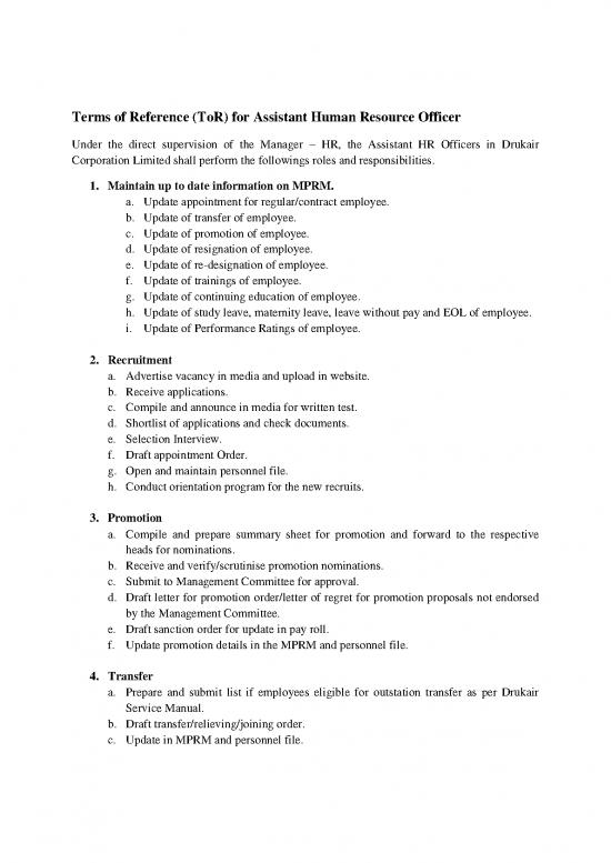 picture Human Resource Pdf 43889 | Tor Of Assistant Hr Officer