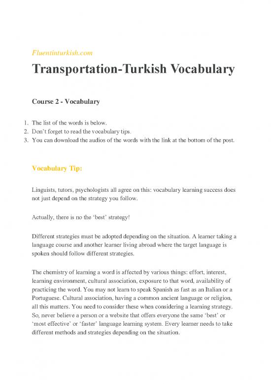picture Transportation Vocabulary Pdf 43440 | Transportation Course 2