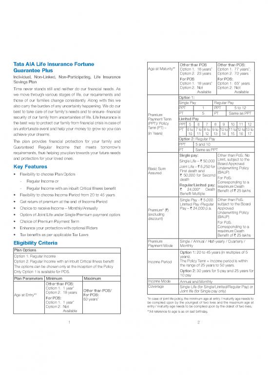 Insurance Pdf 43953 Tata Aia Fortune Guarantee Plus insurance-pdf-43953-tata-aia-fortune-guarantee-plus