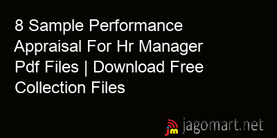 picture 8 Sample Performance Appraisal For Hr Manager Pdf Files | Download Free Collection Files