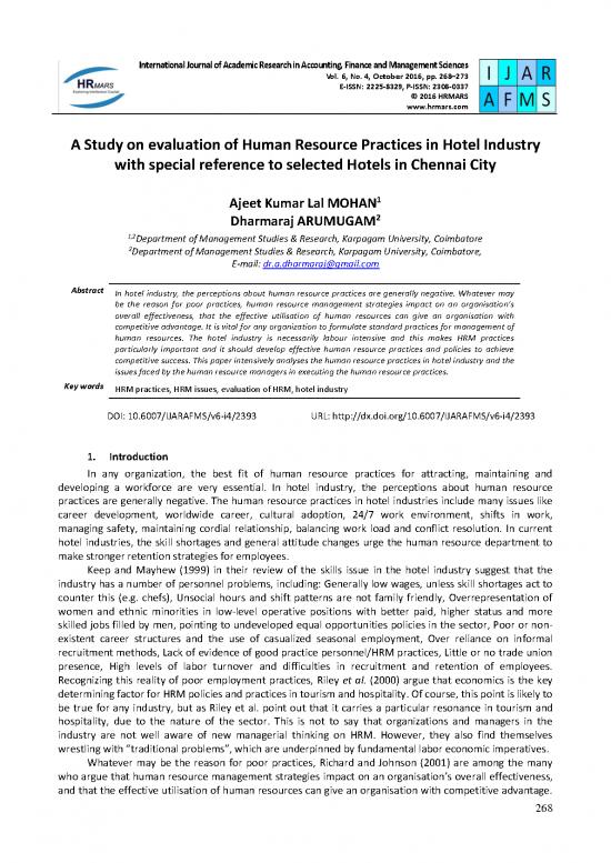 picture Human Resource Management In Hotel Industry Pdf 44870 | Article 26 A Study On Evaluation Of Human Resource Practices