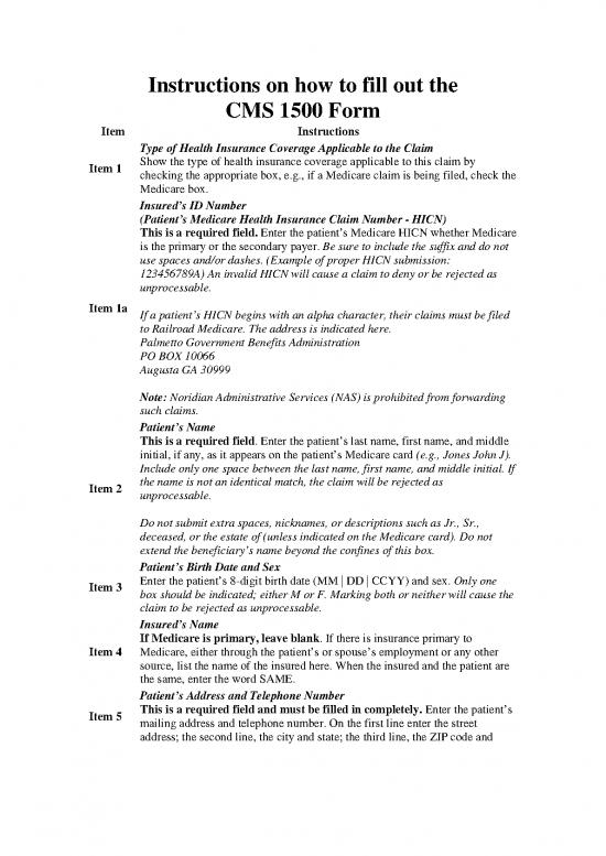 Cms 1500 Form Instructions