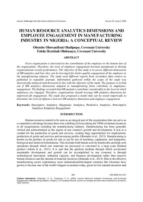 picture Hr Analytics Pdf 45170 | Human Resource Analytics Dimensions And Employee Engagement In Manufacturing Industry In Nigeria A Conceptual Review 1532 5806 23 5 227