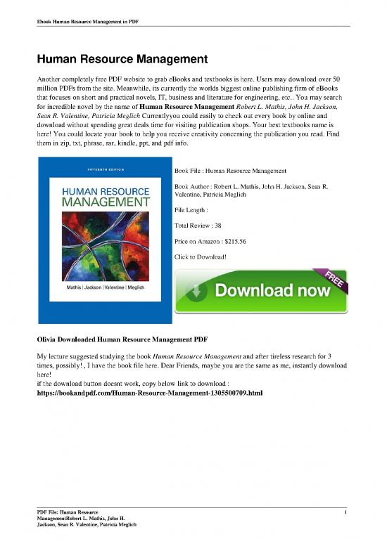 picture Human Resource Management Ebook 44836 | Human Resource Management By Robert L Mathis John H Jackson Sean R Valentine Patricia Meglich