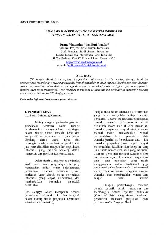 picture Jurnal Sistem Informasi Pdf 45791 | Jurnal Penelitian Analisis Dan Perancangan Sistem Informasi Point Of Sales Pada C Sanjaya Abadi Revisi