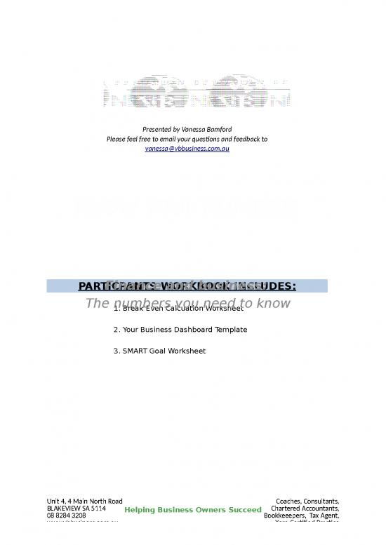 picture Calc Spreadsheet 46616 | Know Your Numbers   Workbook