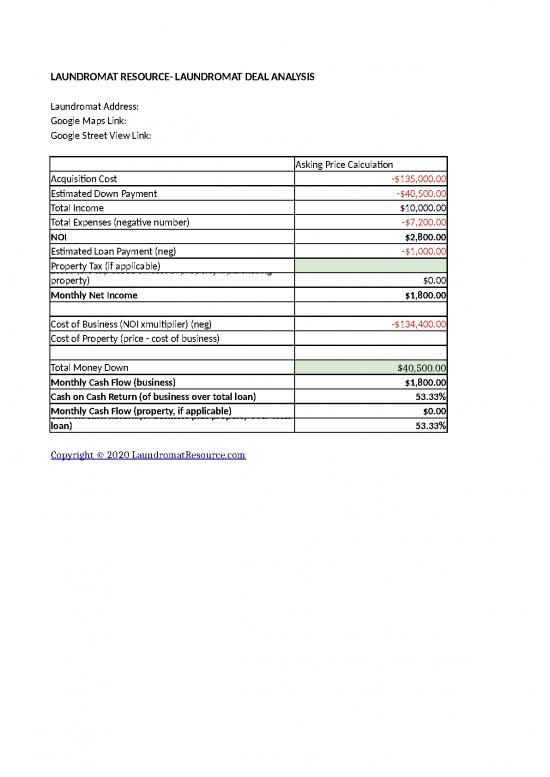 picture_Lease Template 46223 | Laundromat Deal Analysis Template 1