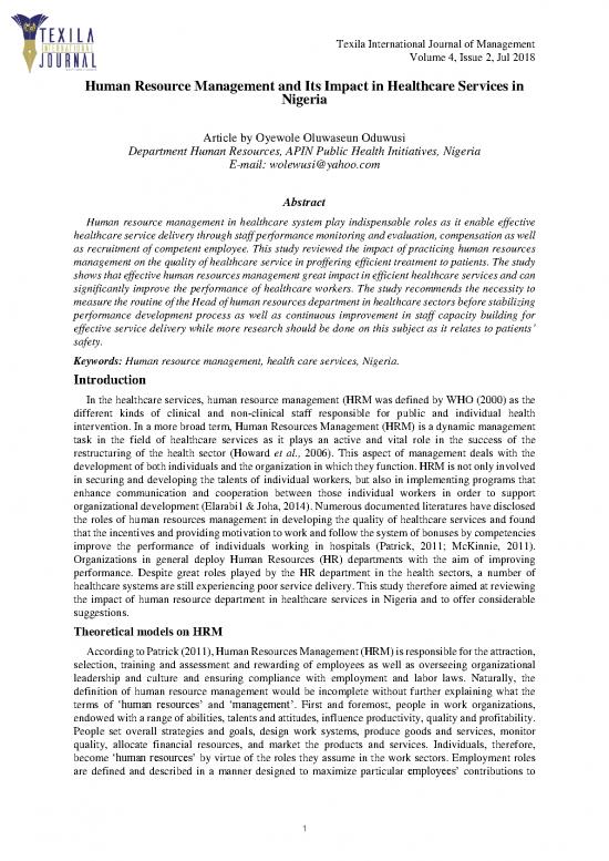 picture Human Resource Management In Healthcare Pdf 45588 | Management Vol 4 Issue 2 Article 10