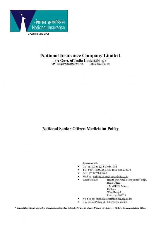 National Insurance Group Mediclaim Policy Pdf