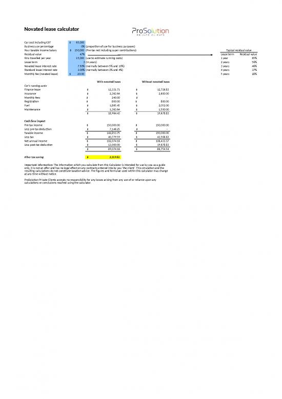 picture Spreadsheet Calculator 46578 | Novated Lease Calc
