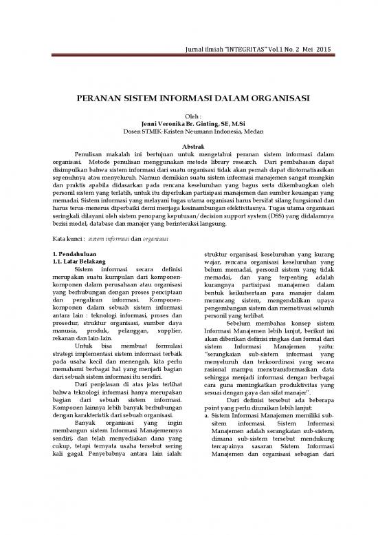 picture Jurnal Ilmiah Pdf 46068 | Peranan Sistem Informasi Dalam Organisasi1