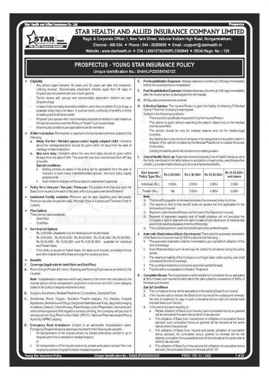 picture Young Star Insurance Policy Pdf 44704 | Prospectus Young Star Insurance Policy