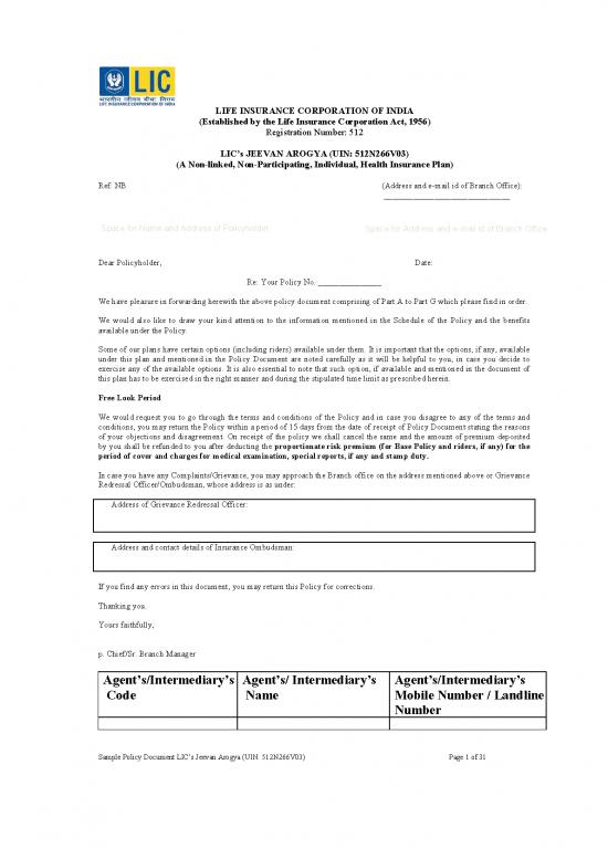 picture_Sample Policy Document Lic's Jeevan Arogya Uin 512n266v03