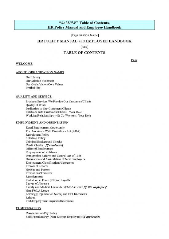 picture1_Family Therapy Pdf 45332 | Sample Table Of Contents Hr Policy Manual And Employee Handbook