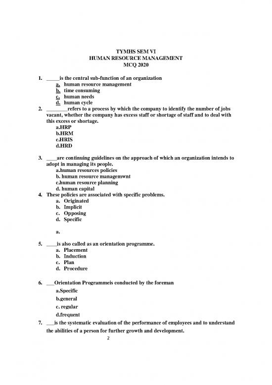 picture Mcq On Human Resource Management 45138 | Sample Test Human Resource Management