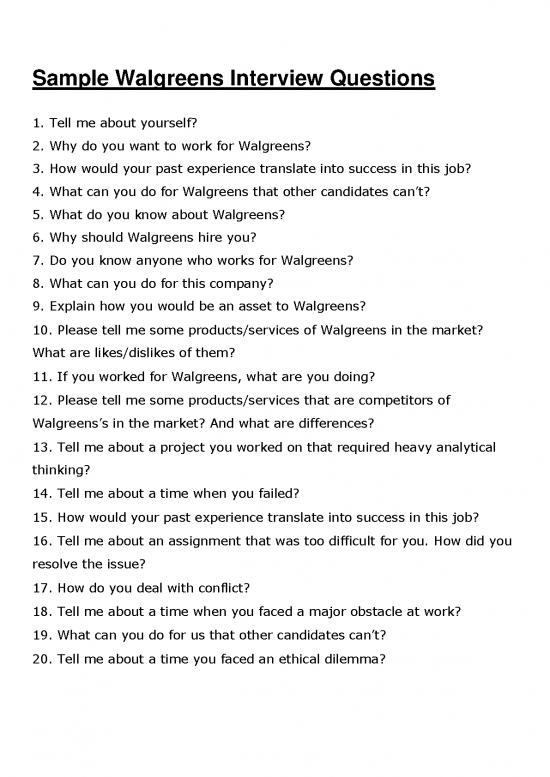 picture_Pdf Job Interview 45289 | Sample Walgreens Interview Questions