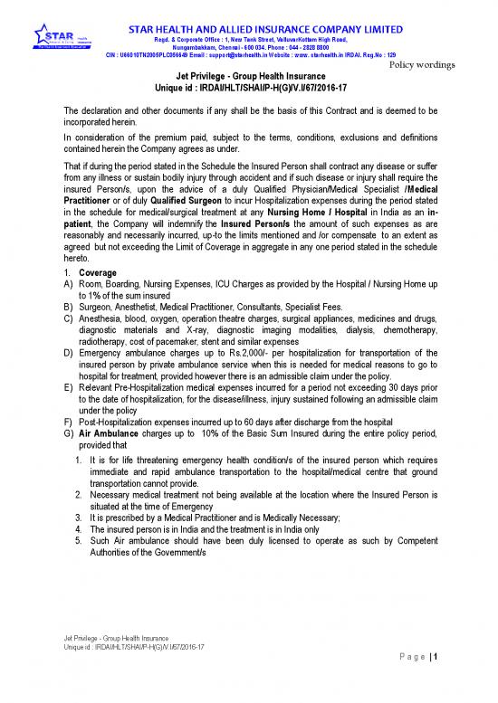 picture Star Health Insurance Terms And Conditions Pdf 44525 | Star Jetprevilege Grouphealthinsurance
