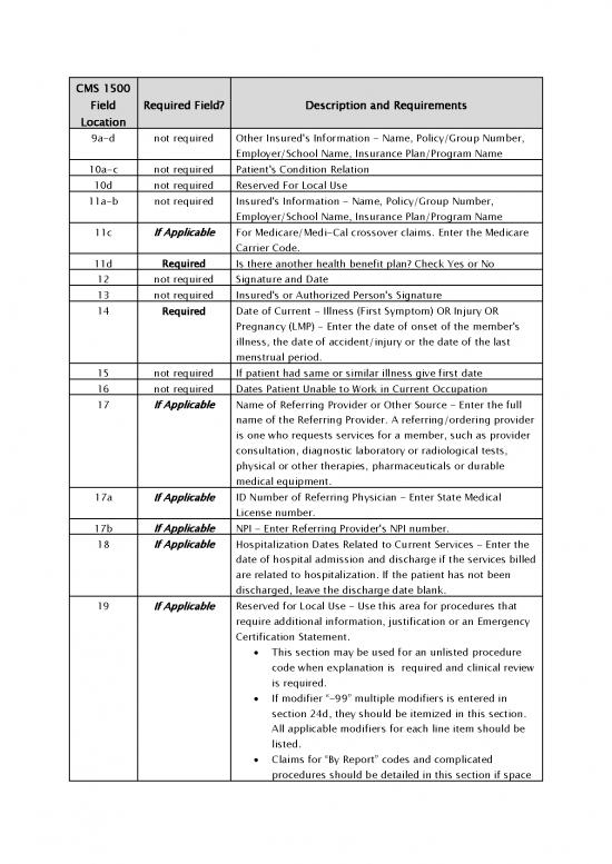 Instructions For Cms 1500 Claim Form