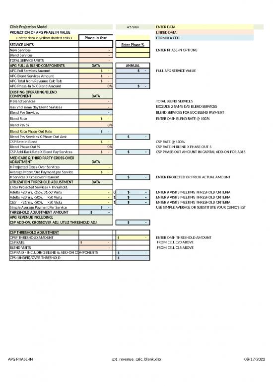 Spreadsheet Calculator 46254 Cpt Revenue Calc Blank