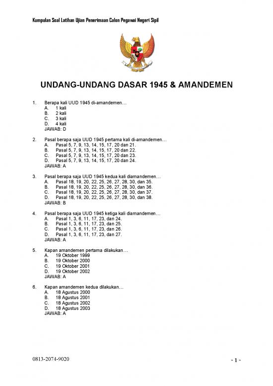 picture Contoh Soal Tes Cpns - Amandemen Uud 1945
