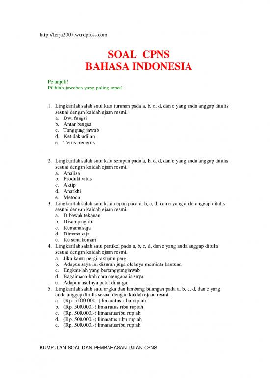 picture Kumpulan Soal Cpns Dan Jawabannya Pdf 5039 | Soal Dan Jawaban Latihan Cpns - Bahasa Indonesia