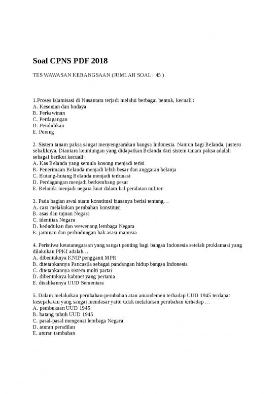 picture Kumpulan Soal Cpns Pdf 5043 | Soal Latihan Cpns - Tes Wawasan Kebangsaan 45 Soal 2018