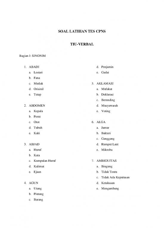 picture Kumpulan Soal Cpns Pdf 5046 | Soal Latihan Cpns - Tiu Verbal Sinonim picture Kumpulan Soal Cpns Pdf 5046 | Soal Latihan Cpns - Tiu Verbal Sinonim