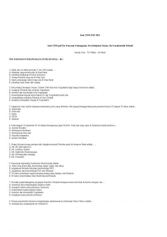 picture Kumpulan Soal Cpns Pdf 5056 | Soal Latihan Tes Cpns - Tes Wawasan Kebangsaan Tes Intelejensi Umum Tes Karakteristik Pribadi 2015