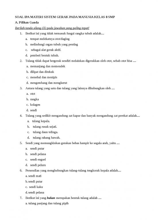 picture_Materi Kelas 8 Smp - Soal Ipa Materi Sistem Gerak Pada Manusia