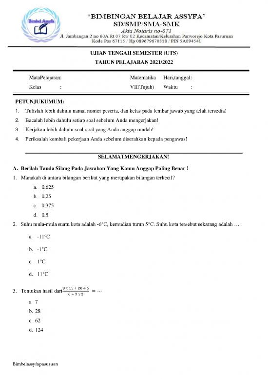 picture Soal Matematika Kelas 7 - Ujian Tengah Semester Uts Matematika picture Soal Matematika Kelas 7 - Ujian Tengah Semester Uts Matematika