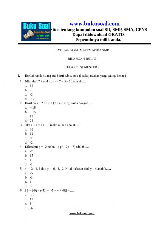 picture Download Soal Cpns 5387 | Soal Matematika Kelas 7 Semester 2 Smp - Bilangan Bulat
