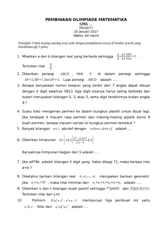 picture_Soal Matematika Try Out Pembinaan Olimpiade Matematika Sma