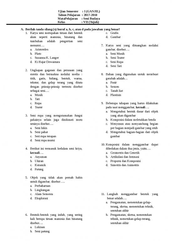 picture Soal Ujian Kelas 7 Smp - Mata Pelajaran Seni Budaya picture Soal Ujian Kelas 7 Smp - Mata Pelajaran Seni Budaya