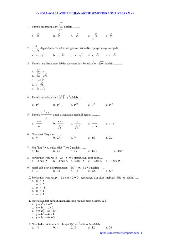 picture1_Contoh Soal Himpunan Dan Penyelesaiannya Pdf 5466 | Soal Ujian Kelas 10 Sma - Soal-soal Latihan Ujian Akhir Semester 1 Matematika