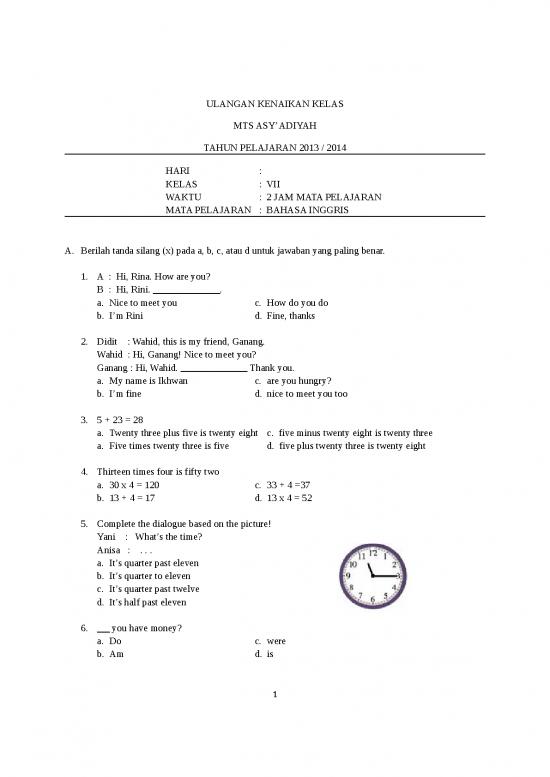picture Soal Ujian Kelas 7 - Ulangan Kenaikan Kelas Mata Pelajaran Bahasa Inggris picture Soal Ujian Kelas 7 - Ulangan Kenaikan Kelas Mata Pelajaran Bahasa Inggris
