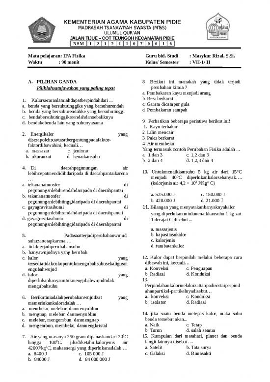 picture Soal Ujian Kelas 7 Smp - Ipa Fisika Semester 2 picture Soal Ujian Kelas 7 Smp - Ipa Fisika Semester 2