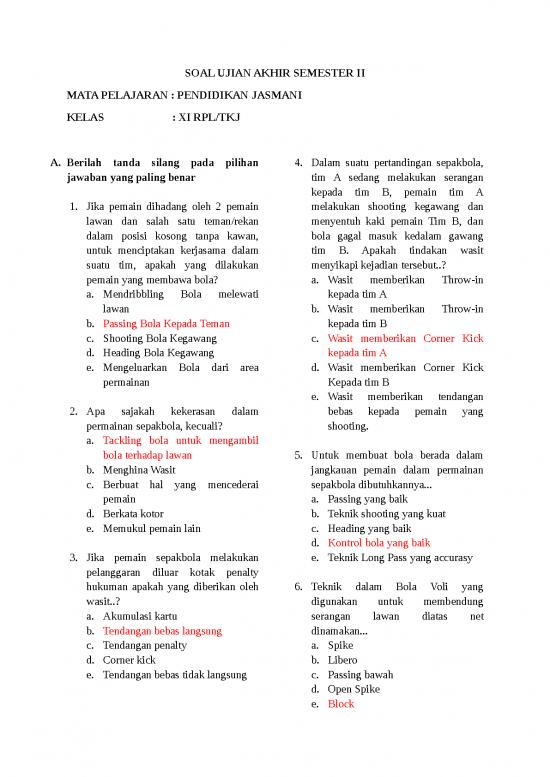 picture_Soal Ujian Kelas 11 Sma - Soal Ujian Akhir Semester 2 Mata Pelajaran Pendidikan Jasmani