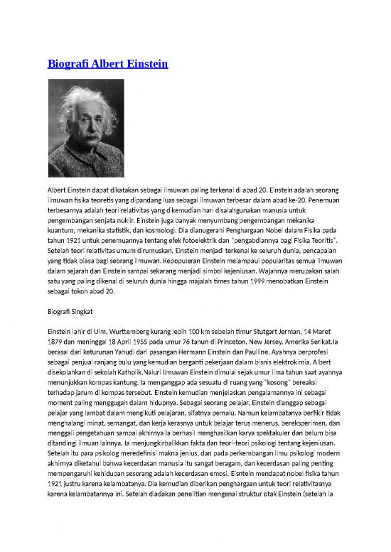 Biografi Albert Einstein Revisi Makna Jenius