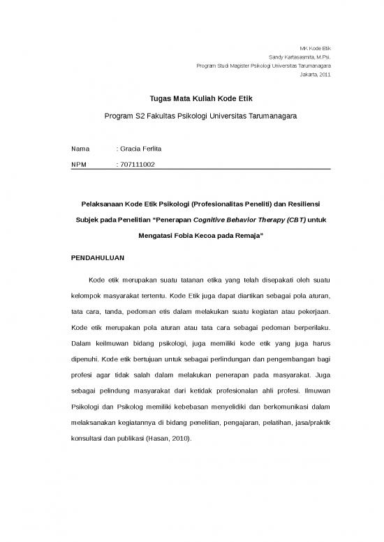 picture1_Contoh Etika Penelitian 5807 | Penerapan Cognitive Behavior Therapy Cbt - Untuk Mengatasi Fobia Kecoa Pada Remaja