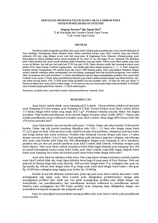 picture_Penelitian - Keragaan Produksi Telur Ayam Lokal Lombok Pada Sistem Pemeliharaan Intensif