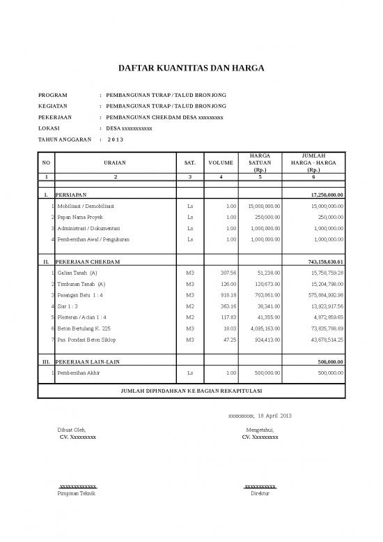 picture Rab Checkdam - Contoh Rab Konstruksi Pekerjaan Pembangunan Checkdam